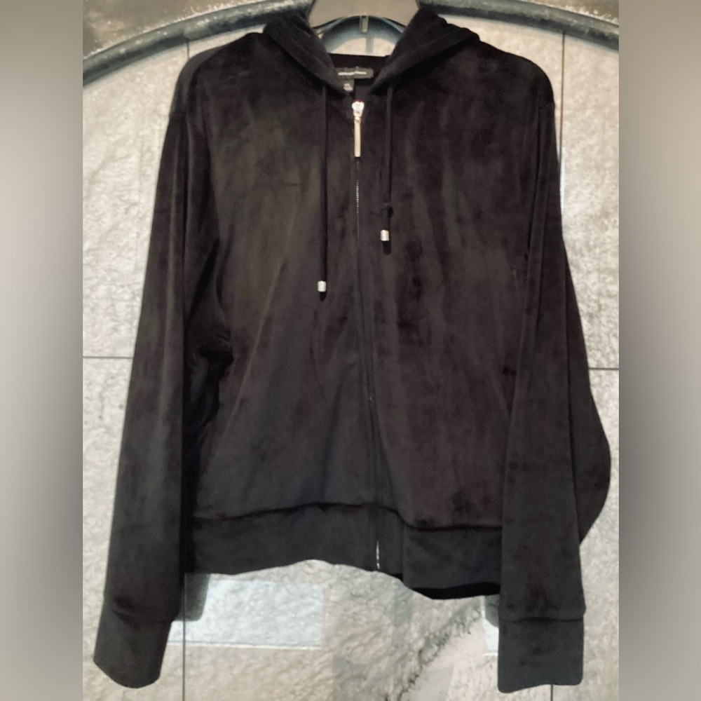 INC International Concepts Velour Hooded Full Zip Hoodie